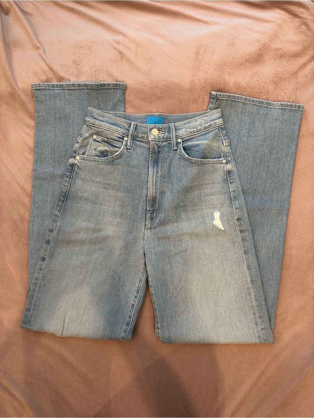 MOTHER light wash wide leg jeans
